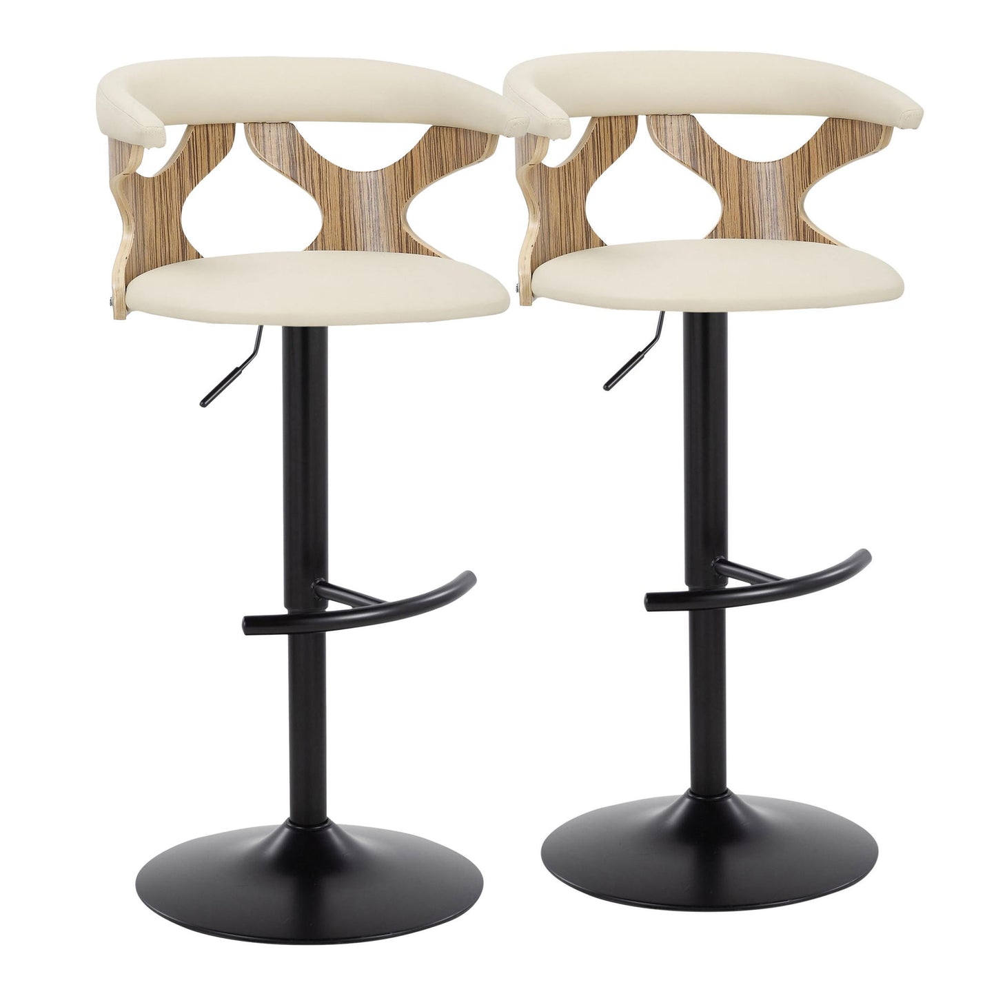 Gardenia - Contemporary Adjustable Barstool & Swivel With Rounded T Footrest (Set of 2) Lumi Source