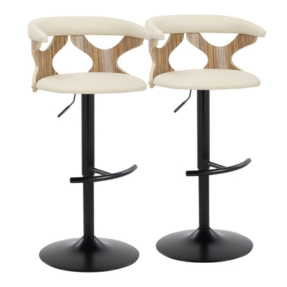 Gardenia - Contemporary Adjustable Barstool & Swivel With Rounded T Footrest (Set of 2) Lumi Source