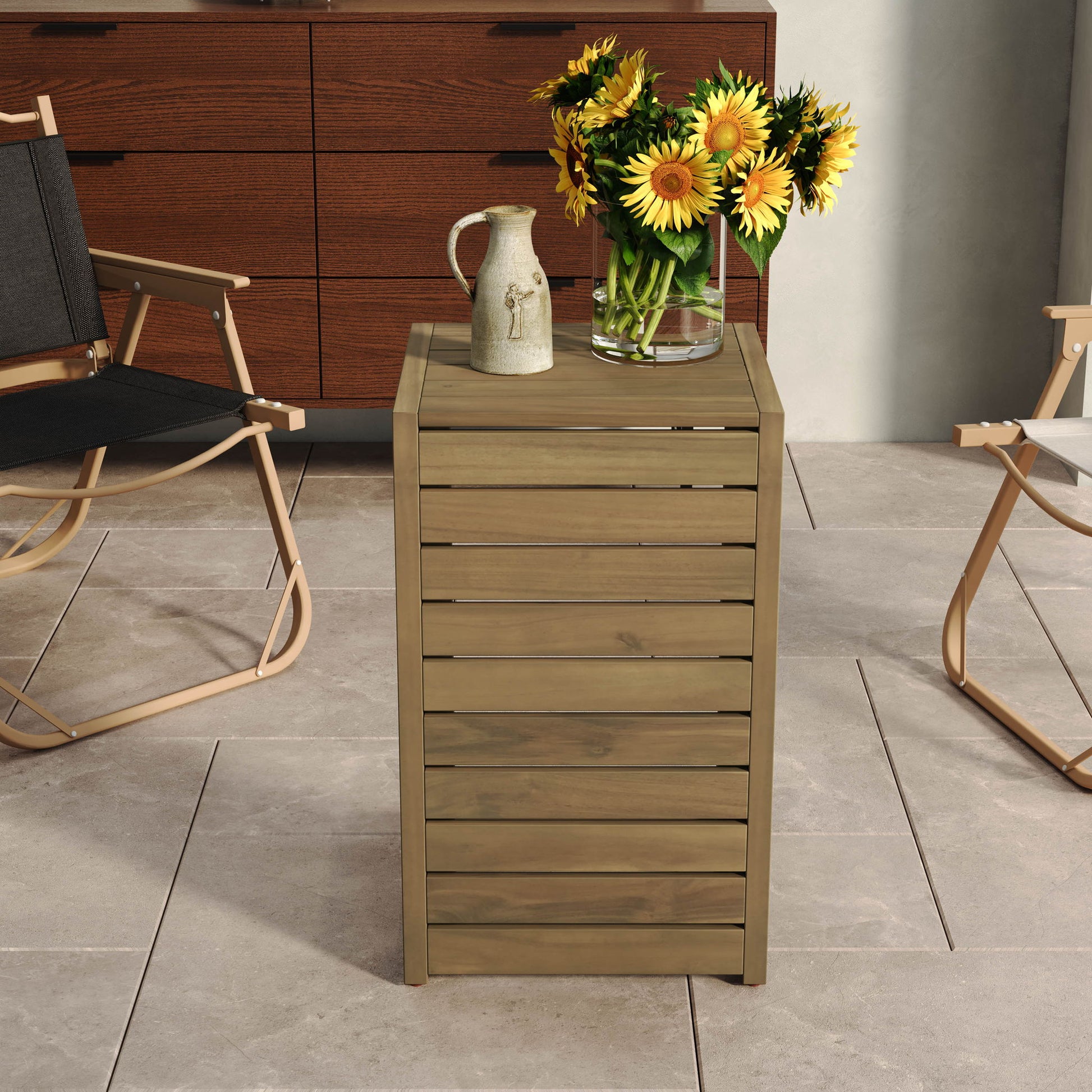 Aluminum Outdoor C - Shaped Side Table For Patio Noble House
