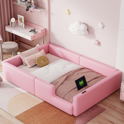 Platform Bed With Guardrail And Charging Station Dreamland