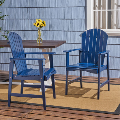 Outdoor Weather Resistant Acacia Wood Adirondack Dining Chairs (Set of 2) Noble House