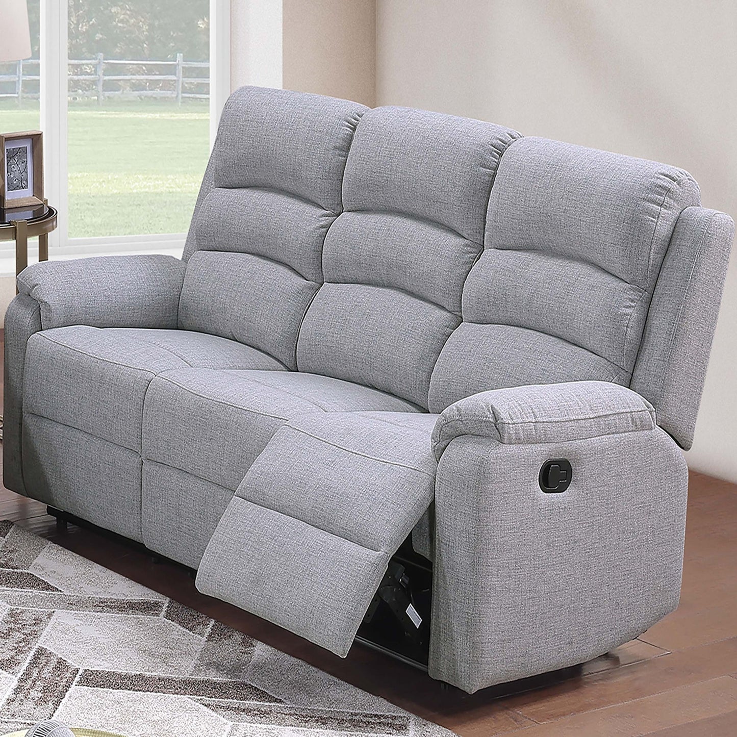 Motion Sofa 1 Piece Horizontal Tufting Cushion Backrest Upholstered Sofa - Beige Home Essentials