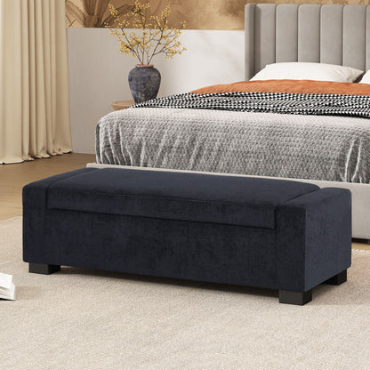 Textured Fabric Ottoman Bench With Hinged Lid Noble House