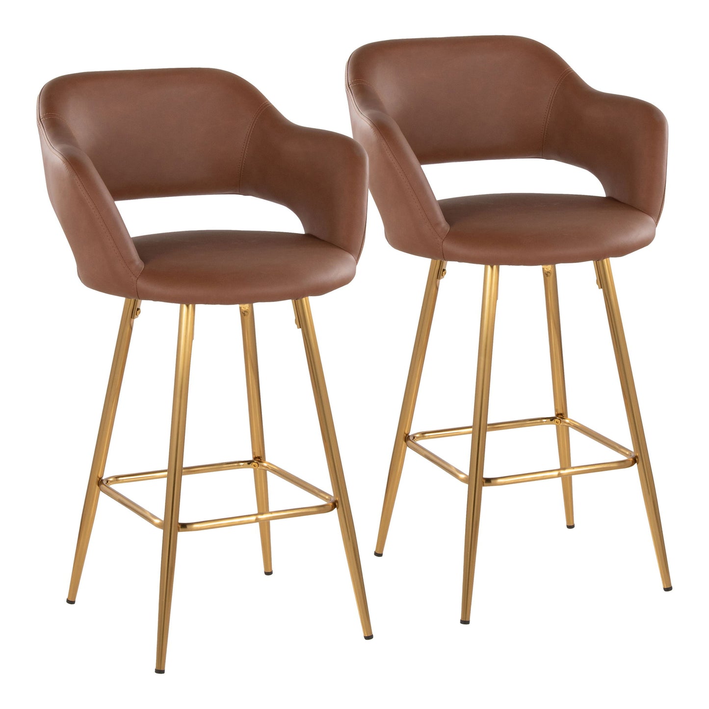 Margarite - Contemporary Fixed Height Counter Stool With Footrest (Set of 2) With Square Lumi Source