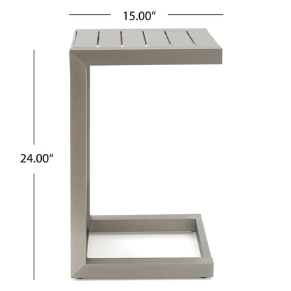 Aluminum Outdoor C - Shaped Side Table For Patio Noble House