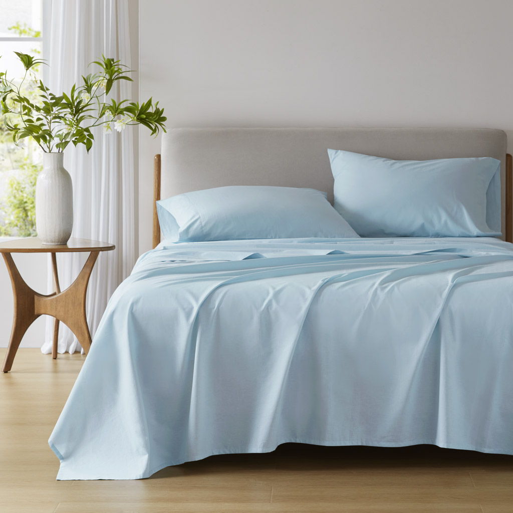 Cotton 144TC - King Solid Sheet Set - Light Blue Super Listing