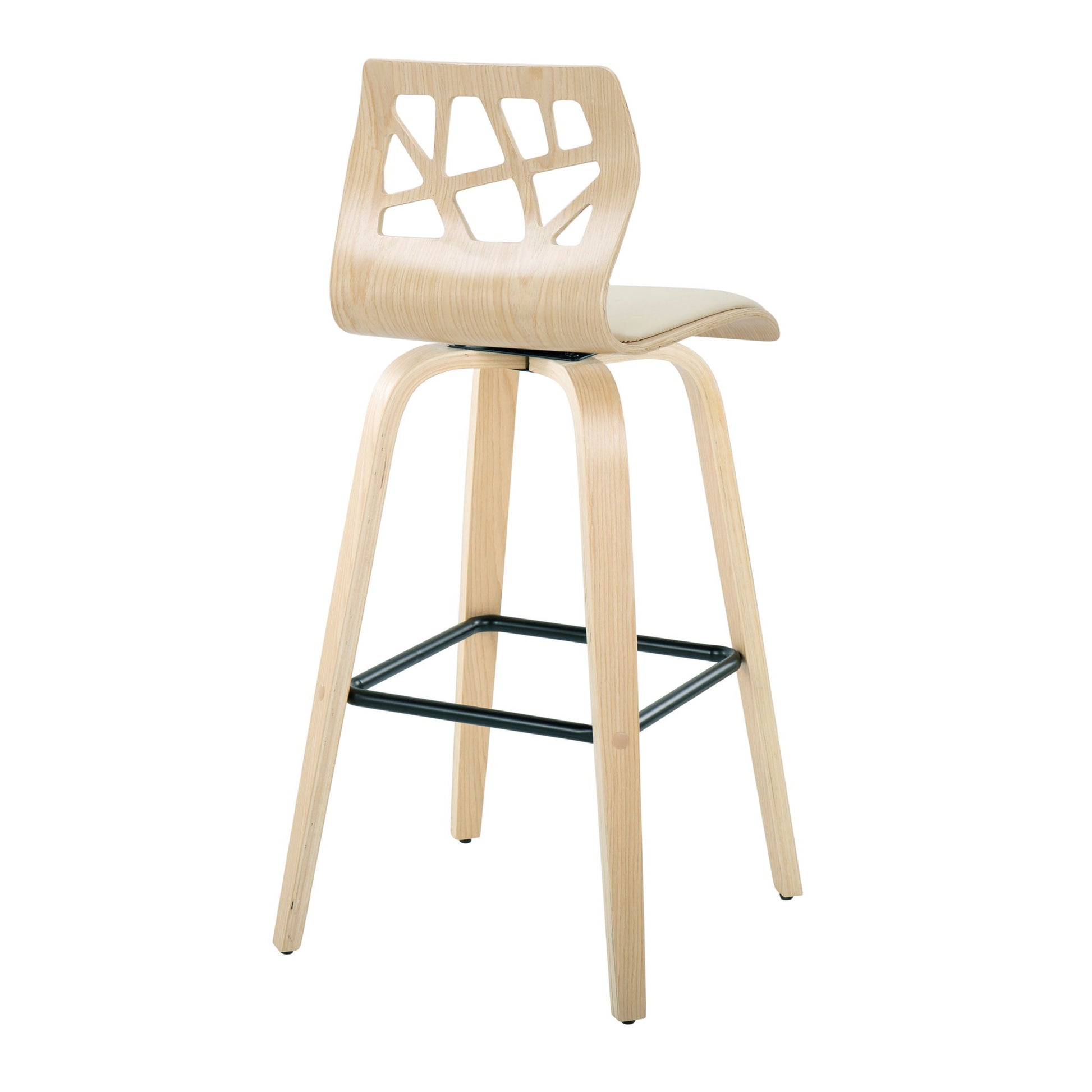 Folia - Contemporary Fixed Height Stool With Swivel With Square Footrest (Set of 2) Lumi Source