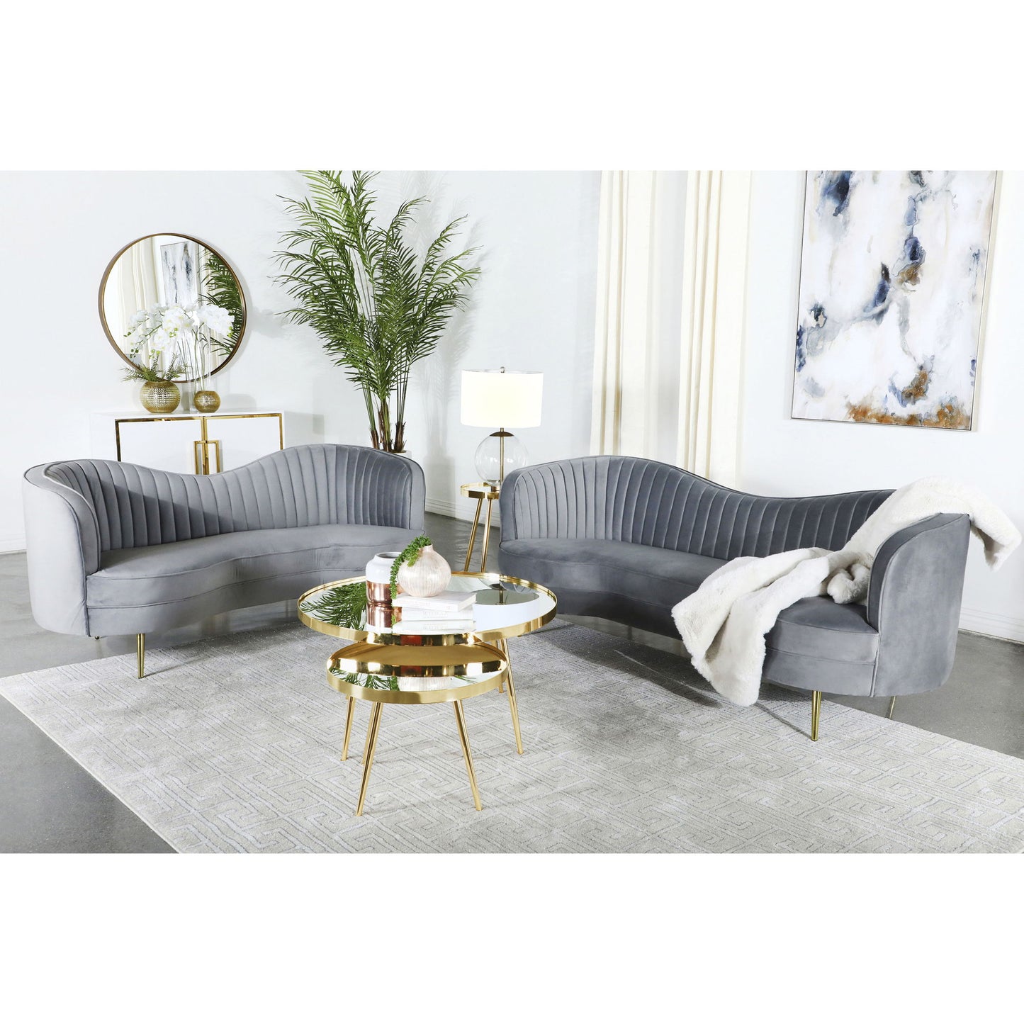 Sienna - 2 Piece Back Living Room Set, Sofa & Loveseat - Gray Furniture Max