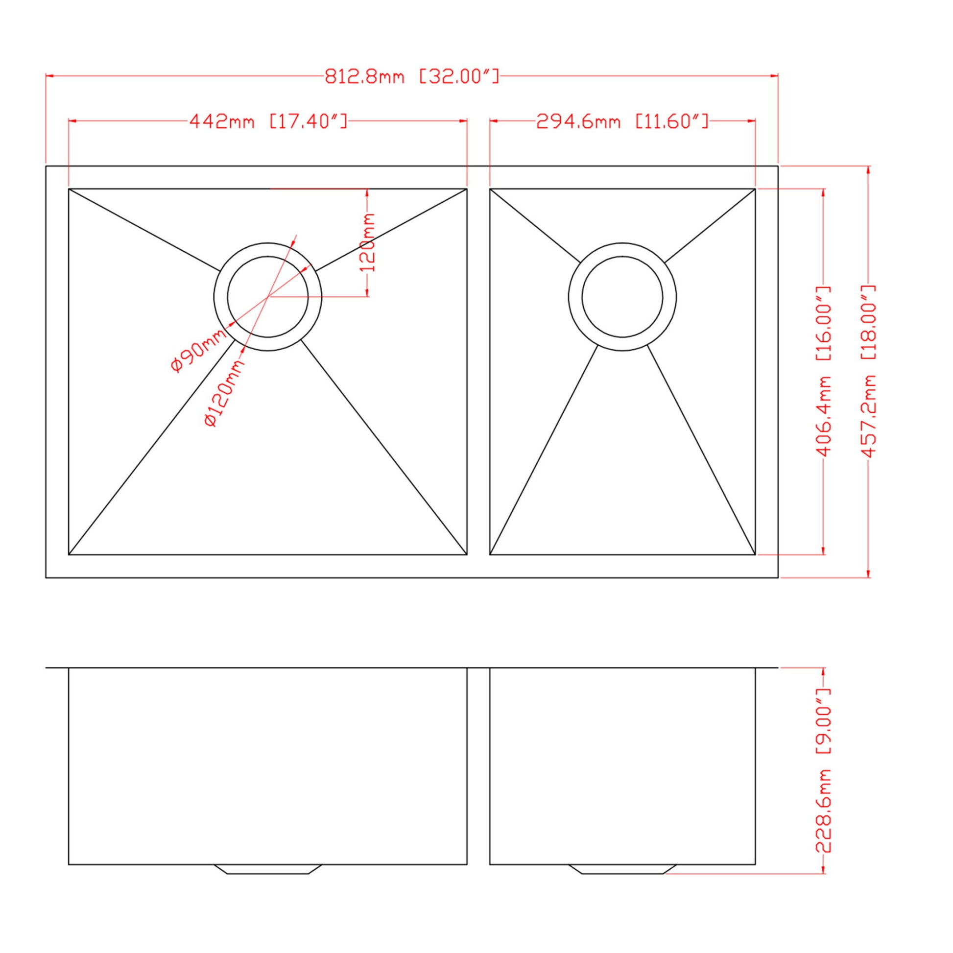 Modern Double Bowl Undermount Kitchen Sink 50 / 50 Design Stainless Steel Daily Nest