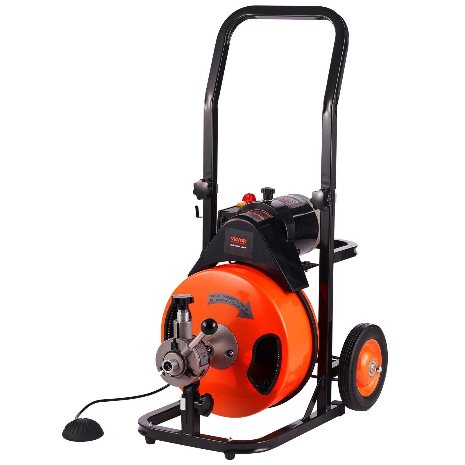 Drain Cleaning Machine 100Ft X 3/8" Auto Feed Sewer Snake - Orange Daily Nest