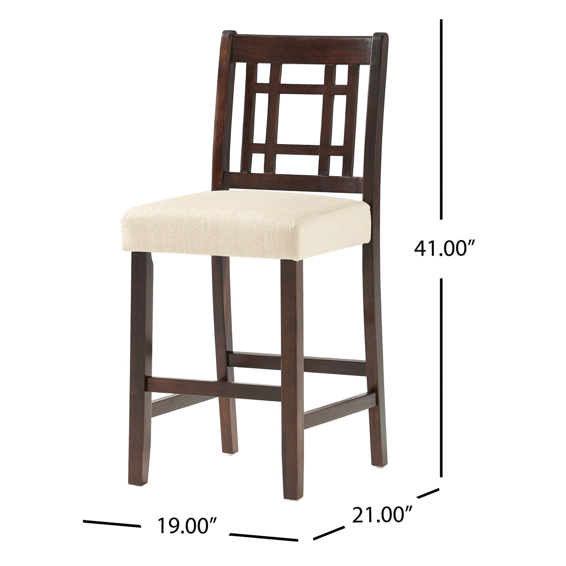 Upholstered Dining Chairs, Modern Dining Room Chairs For Dining Room Kitchen With Acacia Wood Legs (Set of 2) - Mahogany / Beige Noble House