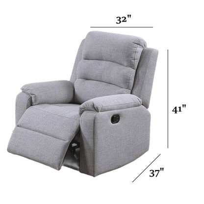 1 Piece Manual Recliner With Padded Seat And Backrest - Gray Home Essentials
