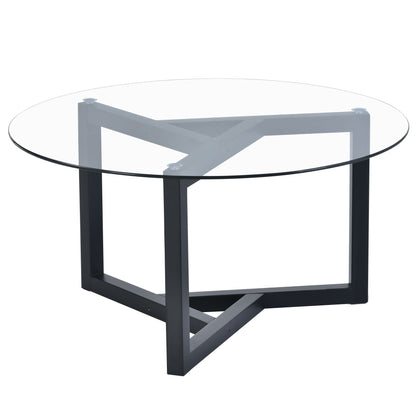 Round Glass Coffee Table Modern Cocktail Table Hearth and Haven