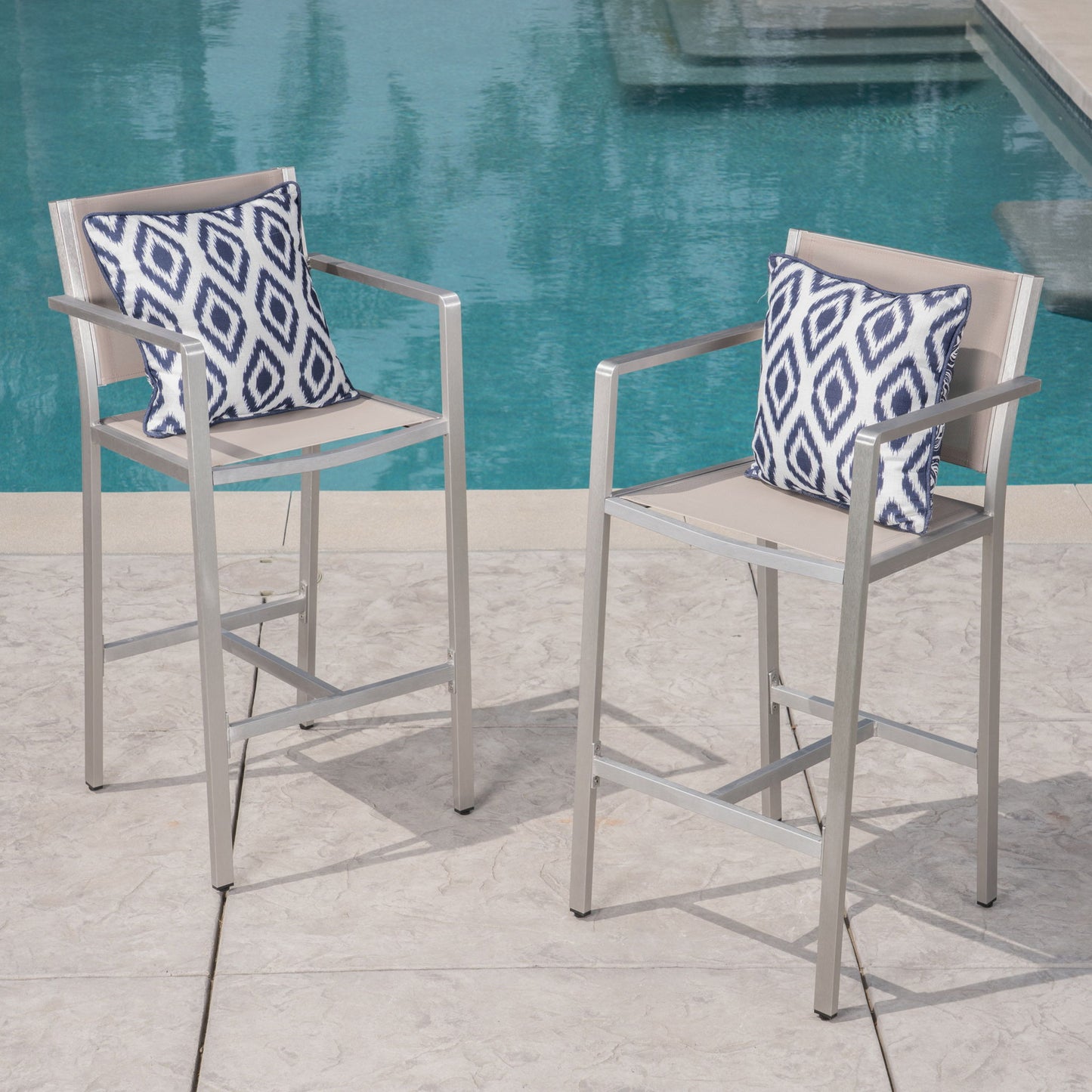 Outdoor Rust Proof Aluminum Barstools (Set of 2) Noble House