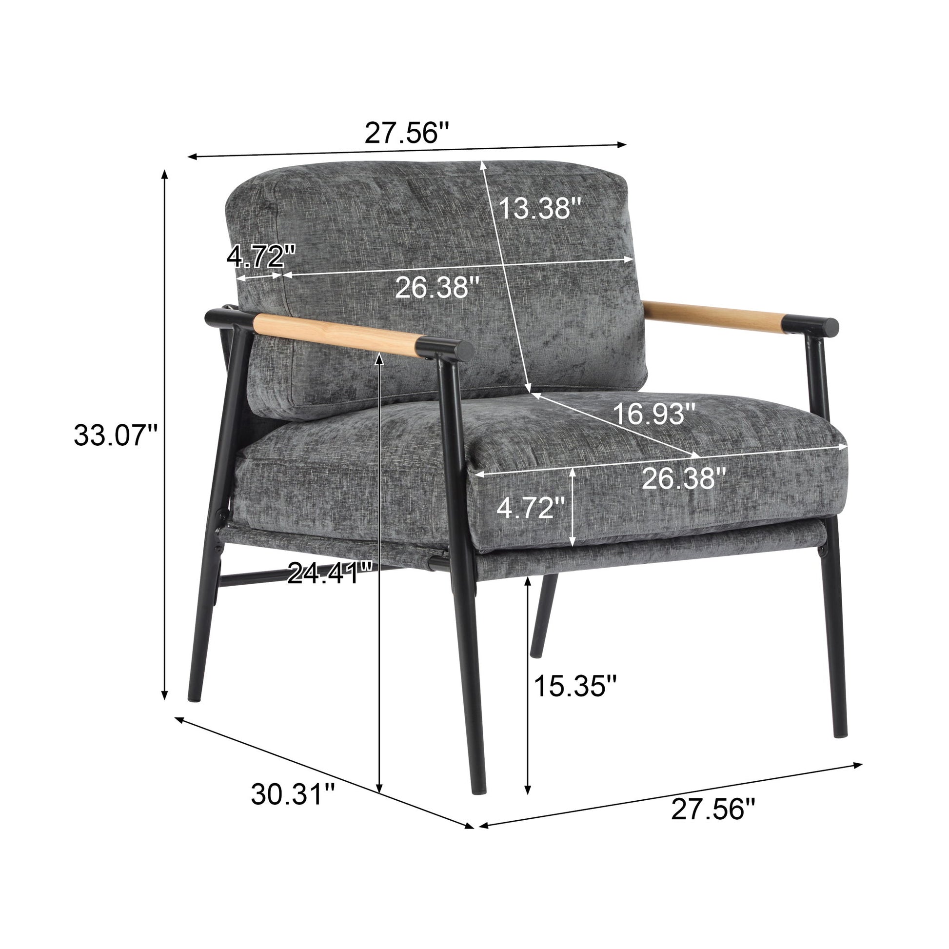 Modern Accent Chair With Cushions, Cozy Seating Noble House