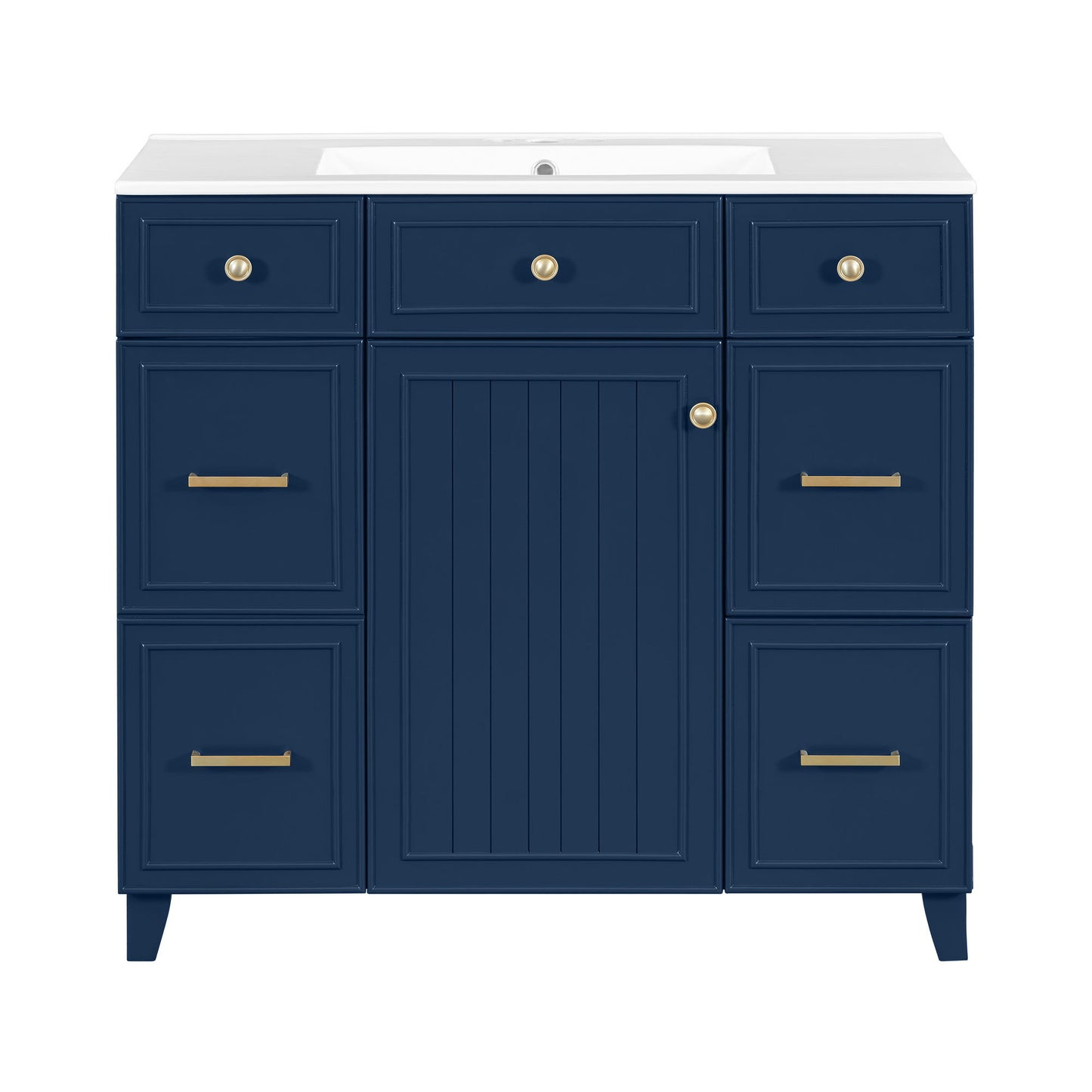Bathroom Vanity With Ceramic Sink, Soft Close Doors, Adjustable Shelves Hearth and Haven