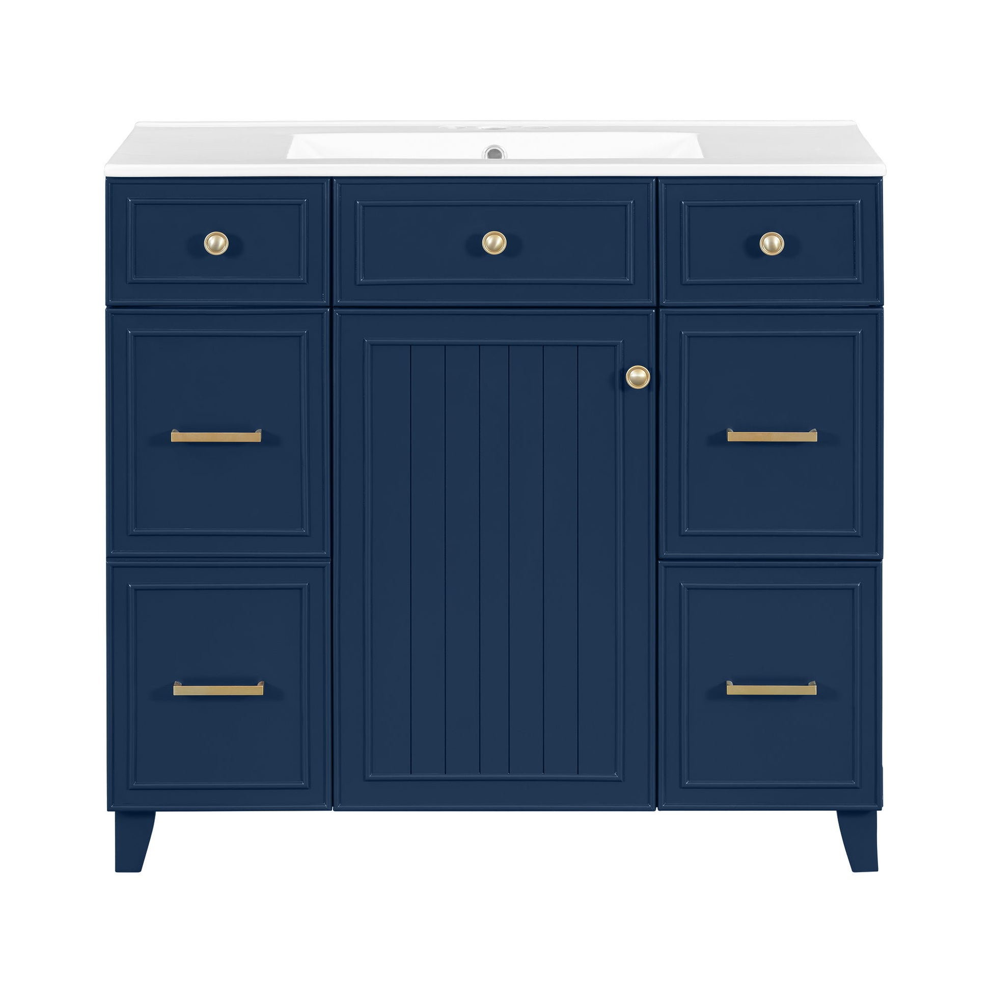 Bathroom Vanity With Ceramic Sink, Soft Close Doors, Adjustable Shelves Hearth and Haven