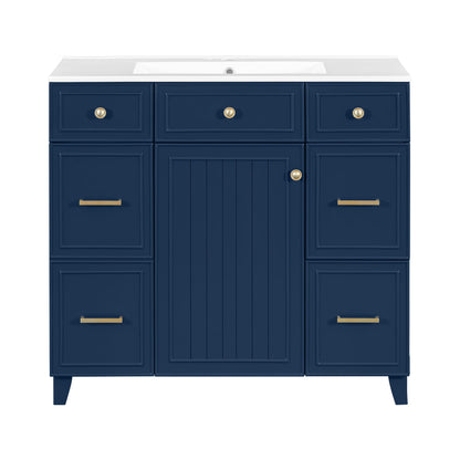 Bathroom Vanity With Ceramic Sink, Soft Close Doors, Adjustable Shelves Hearth and Haven
