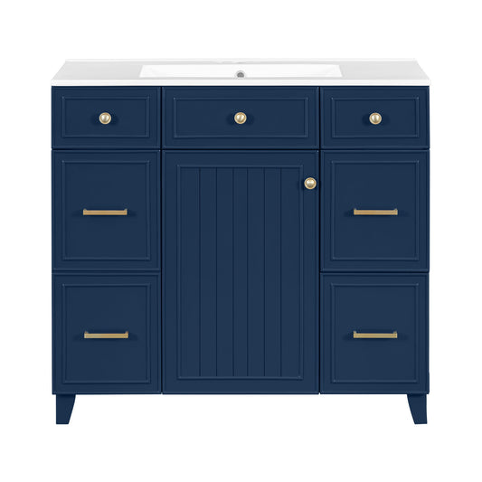 Bathroom Vanity With Ceramic Sink, Soft Close Doors, Adjustable Shelves Hearth and Haven