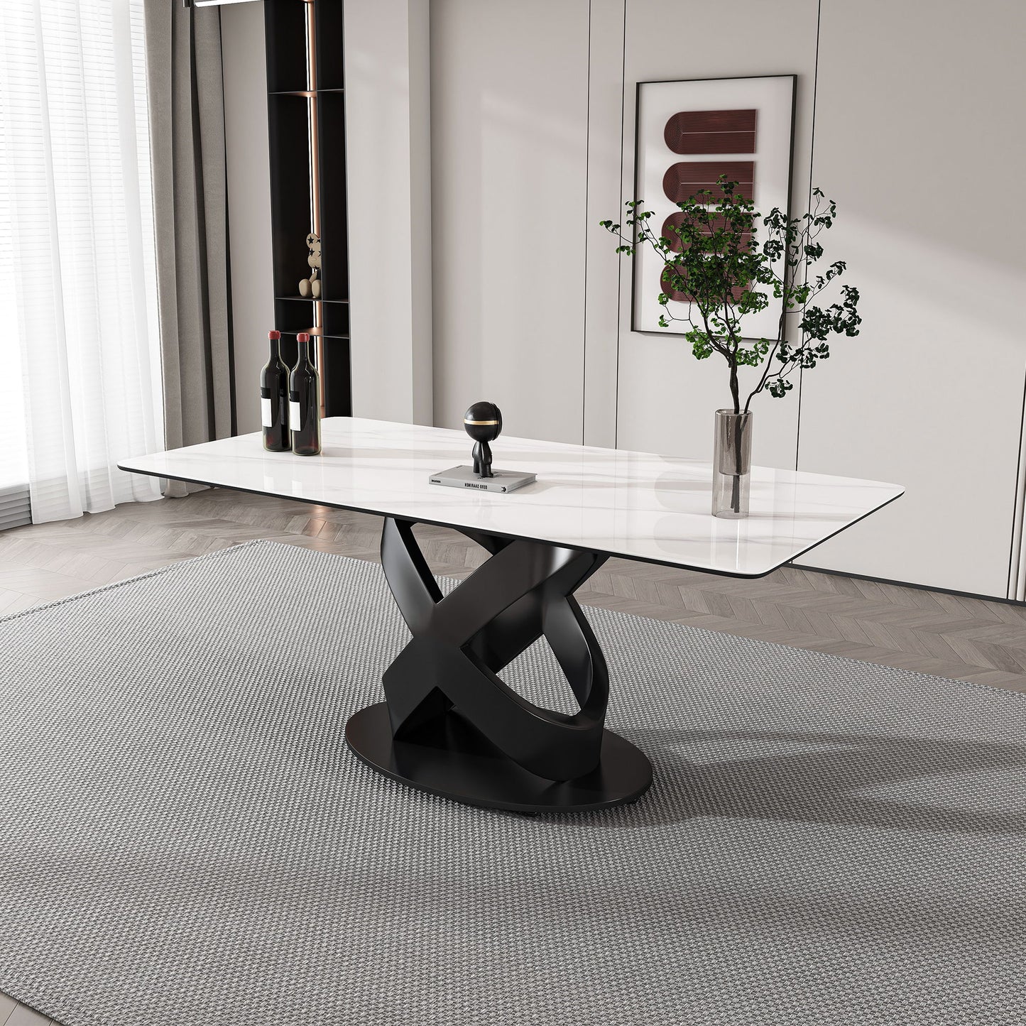 Rectangular Dining Table - Black / White Home Essentials