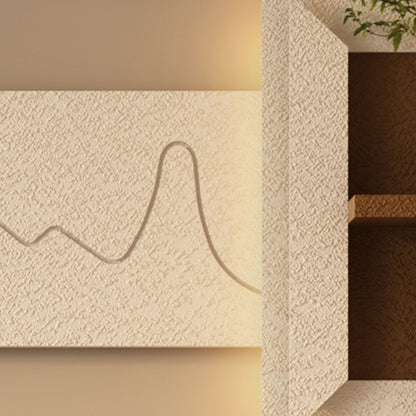 3D LED Sandstone Wall Decor With Simulated Plants, Glass Vase & Remote Control - Light Coffee Daily Nest