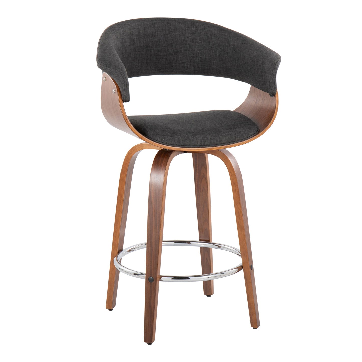 Vintage Mod - Mid Century Modern Fixed Height Counter Stool With Swivel With Round Footrest (Set of 2) Lumi Source