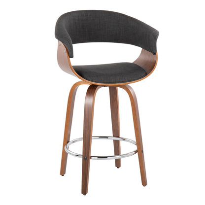 Vintage Mod - Mid Century Modern Fixed Height Counter Stool With Swivel With Round Footrest (Set of 2) Lumi Source