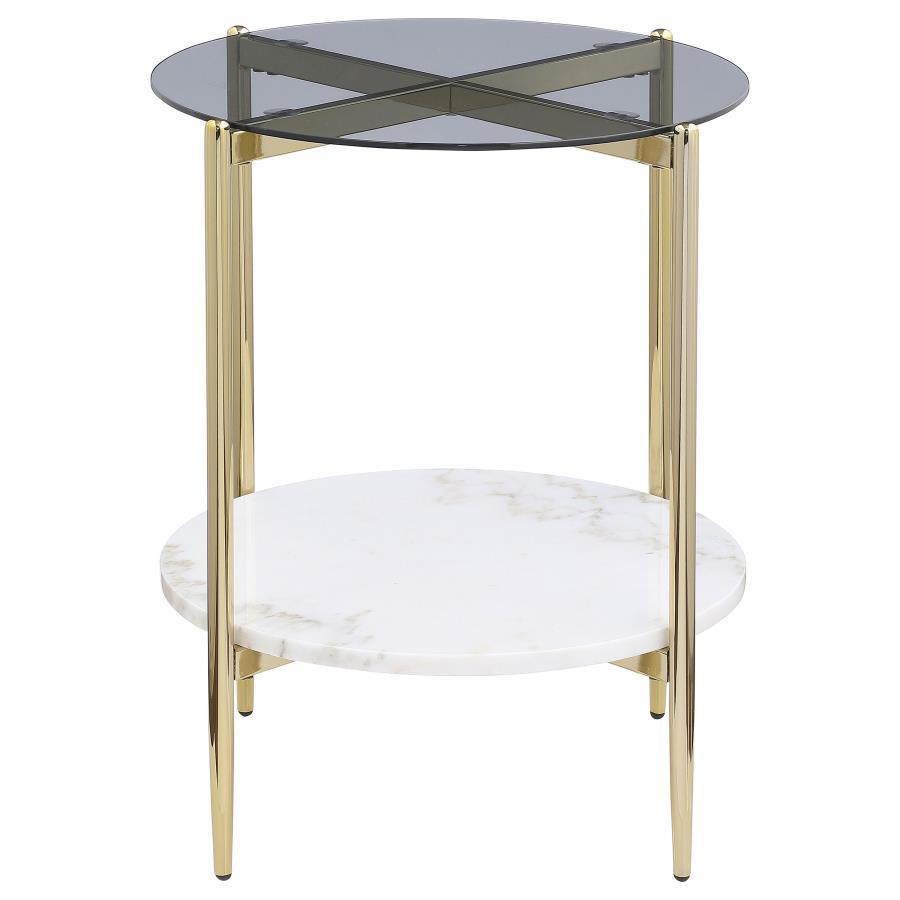 Jonelle - Round Glass Top Table CoasterEveryday