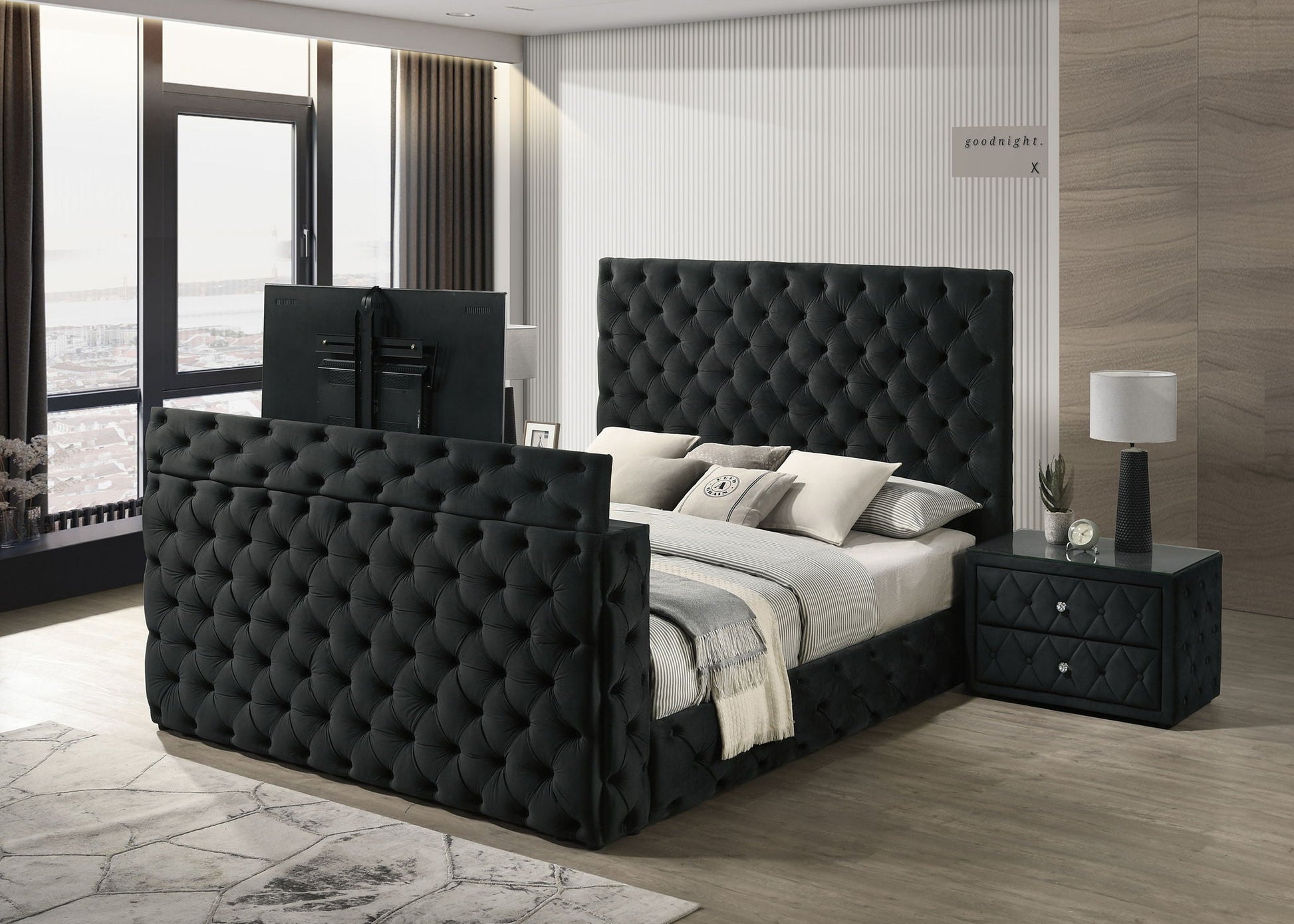 Josephine - Queen Bed With TV Lift - Black Crown Mark
