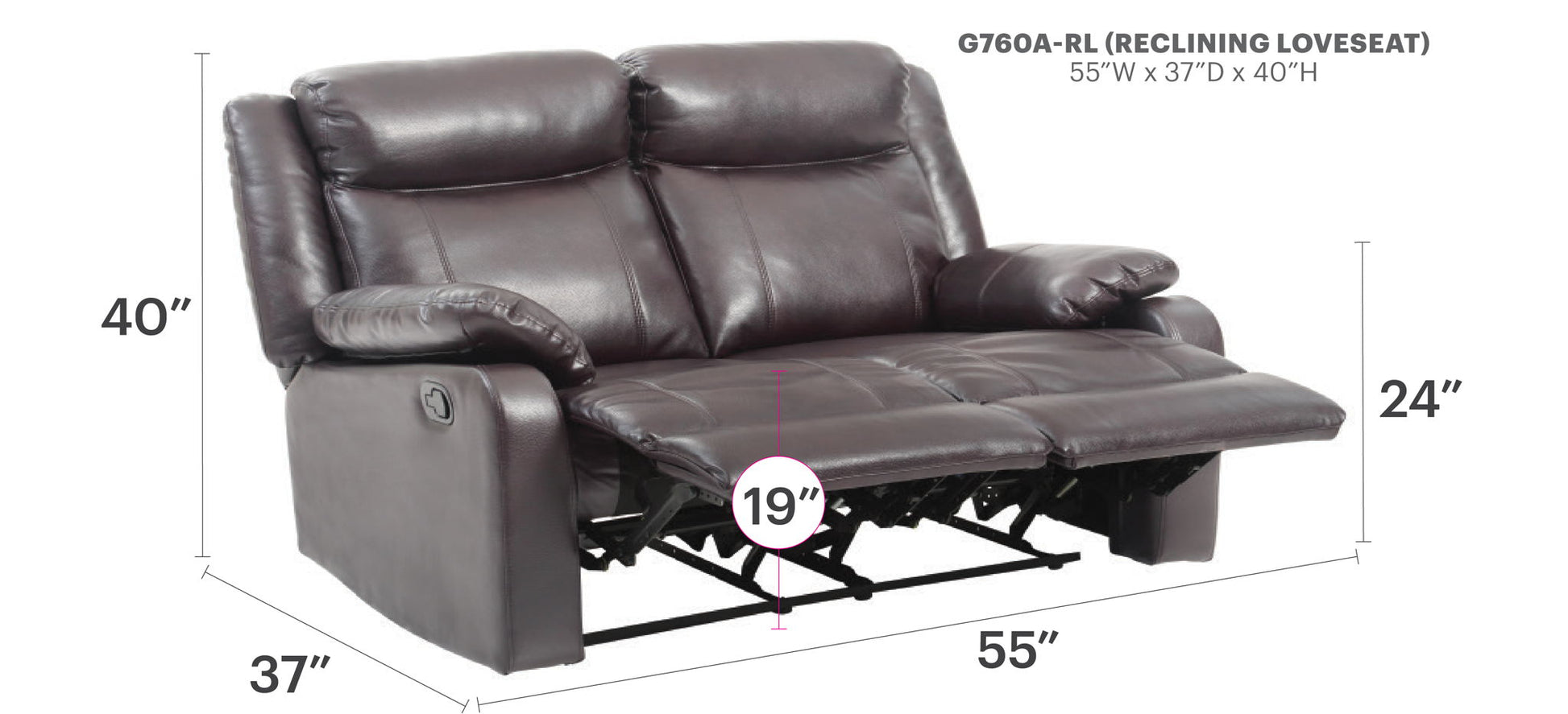 Stylish Reclining Loveseat For Two Glory Furniture