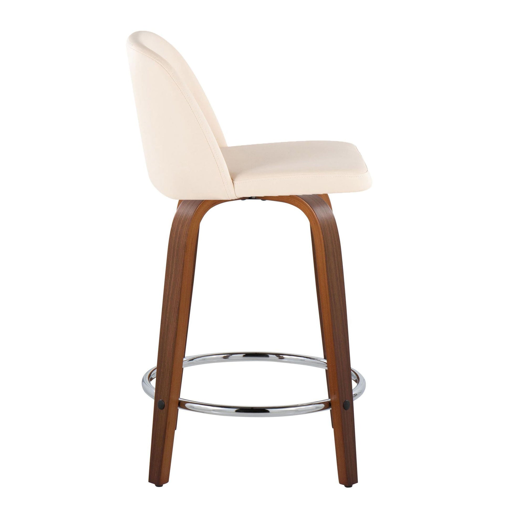 Toriano - Mid Century Modern Fixed Height Counter Stool With Swivel With Round Footrest (Set of 2) Lumi Source