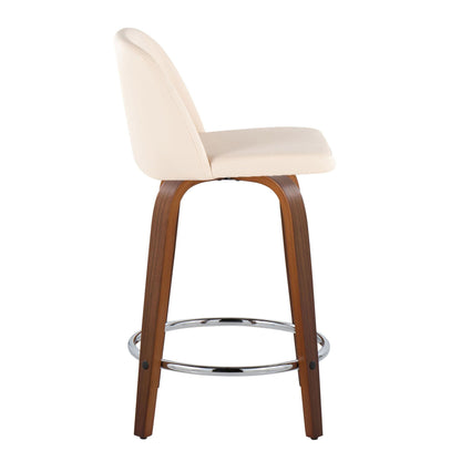 Toriano - Mid Century Modern Fixed Height Counter Stool With Swivel With Round Footrest (Set of 2) Lumi Source