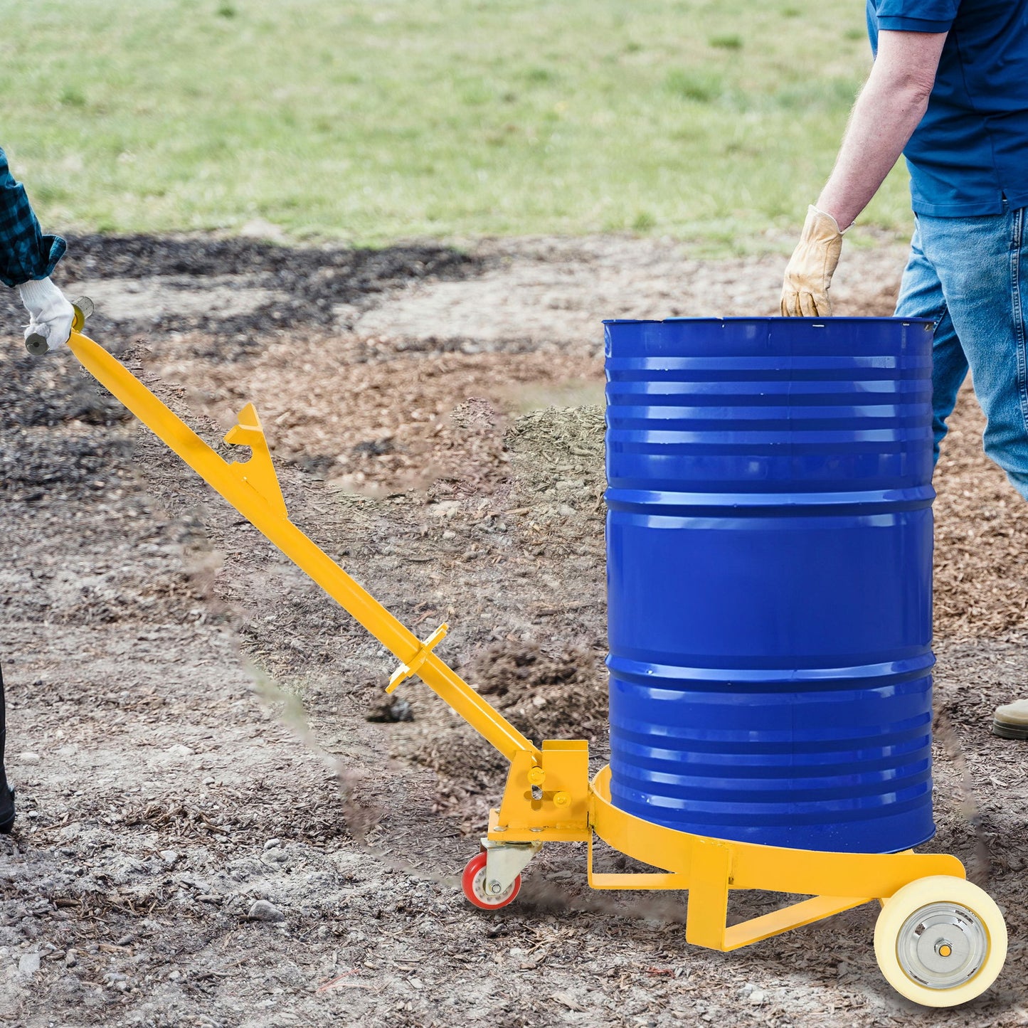Steel Drum Dolly 55 Gallon Capacity Oil Barrel Mover With Wheels Low Profile Caddy - Yellow Daily Nest