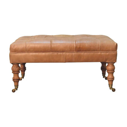 Buffalo - Leather Ottoman With Castor Legs Artisan Furniture