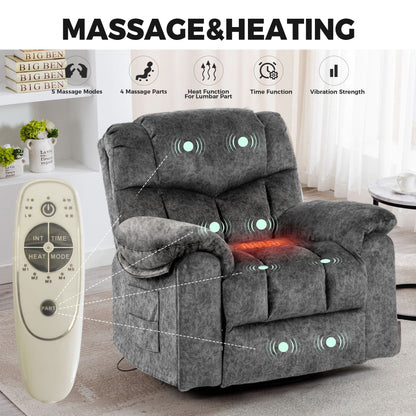 Swivel And Rocking Recliner Chair With Massage And Heating Home Essentials