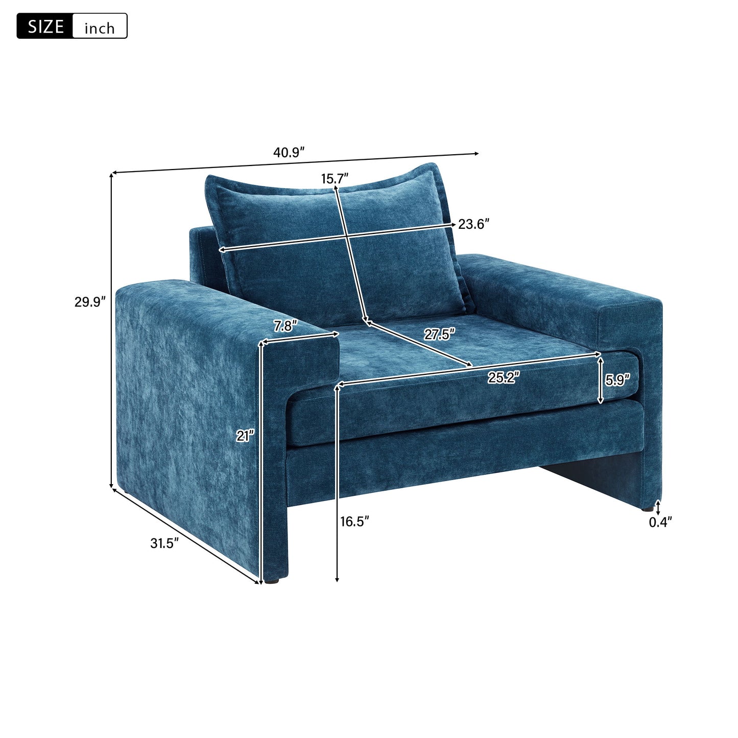 Upholstered Accent Chair With Wide Armrests And Ergonomic Back Support Noble House