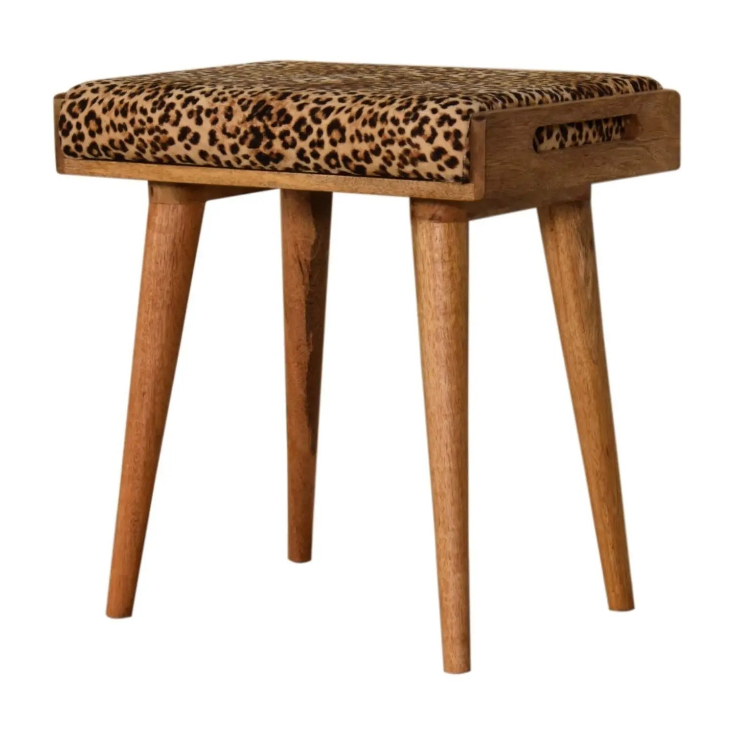 Leopard Tray Style Footstool - Brown Oak Artisan Furniture