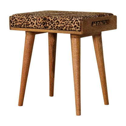 Leopard Tray Style Footstool - Brown Oak Artisan Furniture