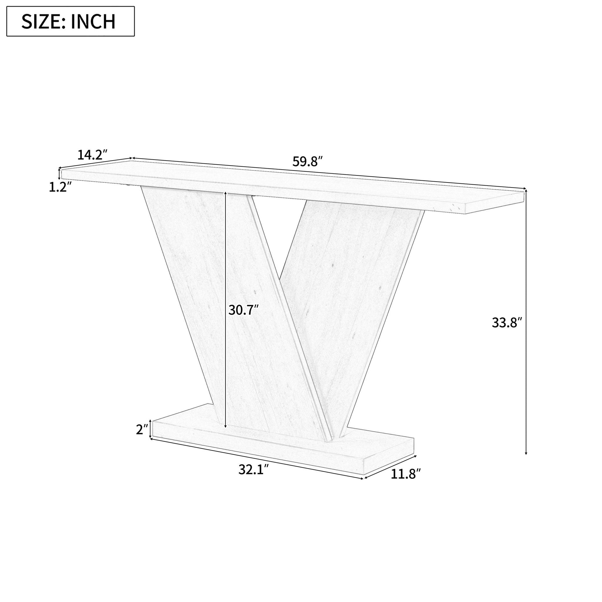 Console Table With V Shape Base, Sculptural Entryway Accent Noble House