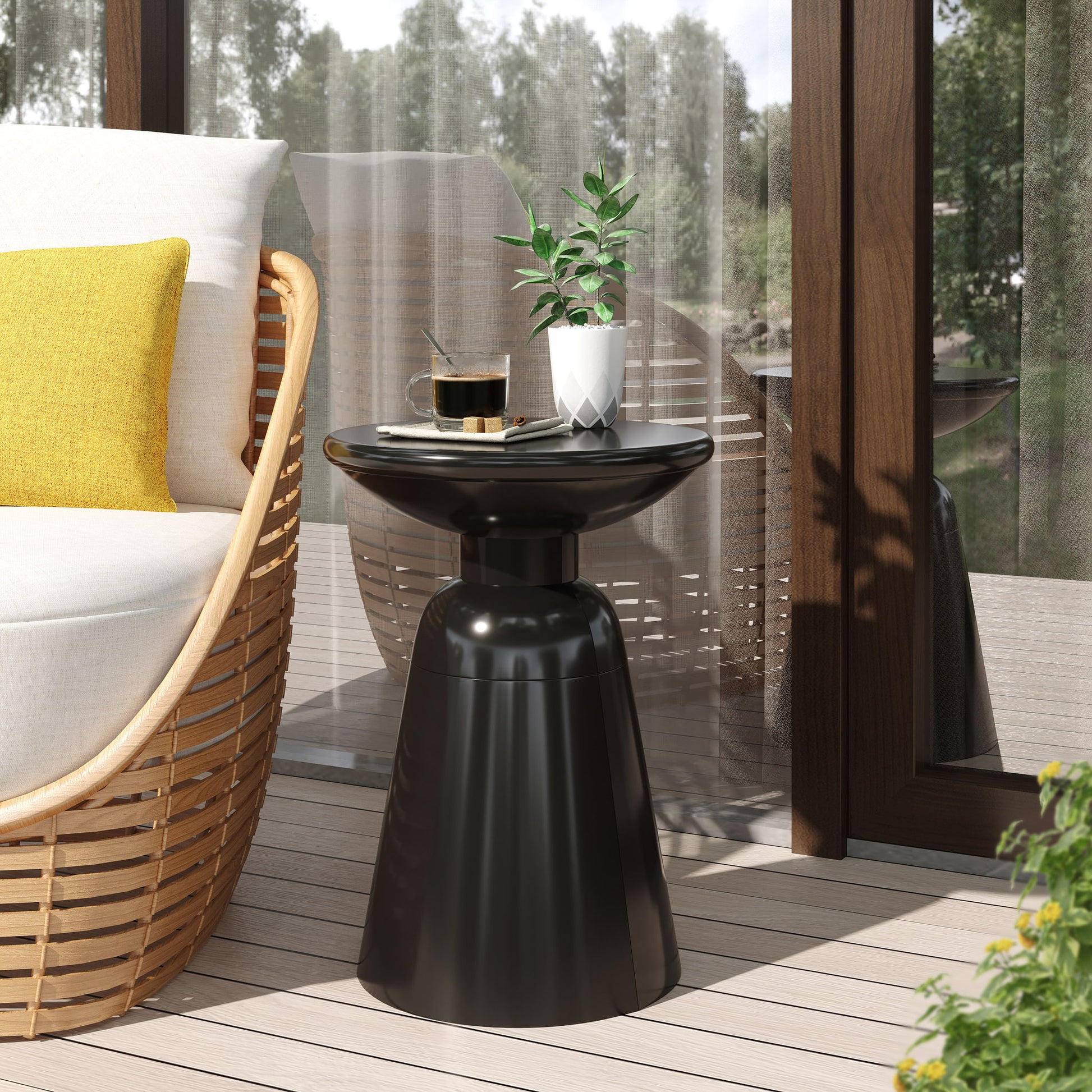Outdoor Modern Metal End Large Table Noble House