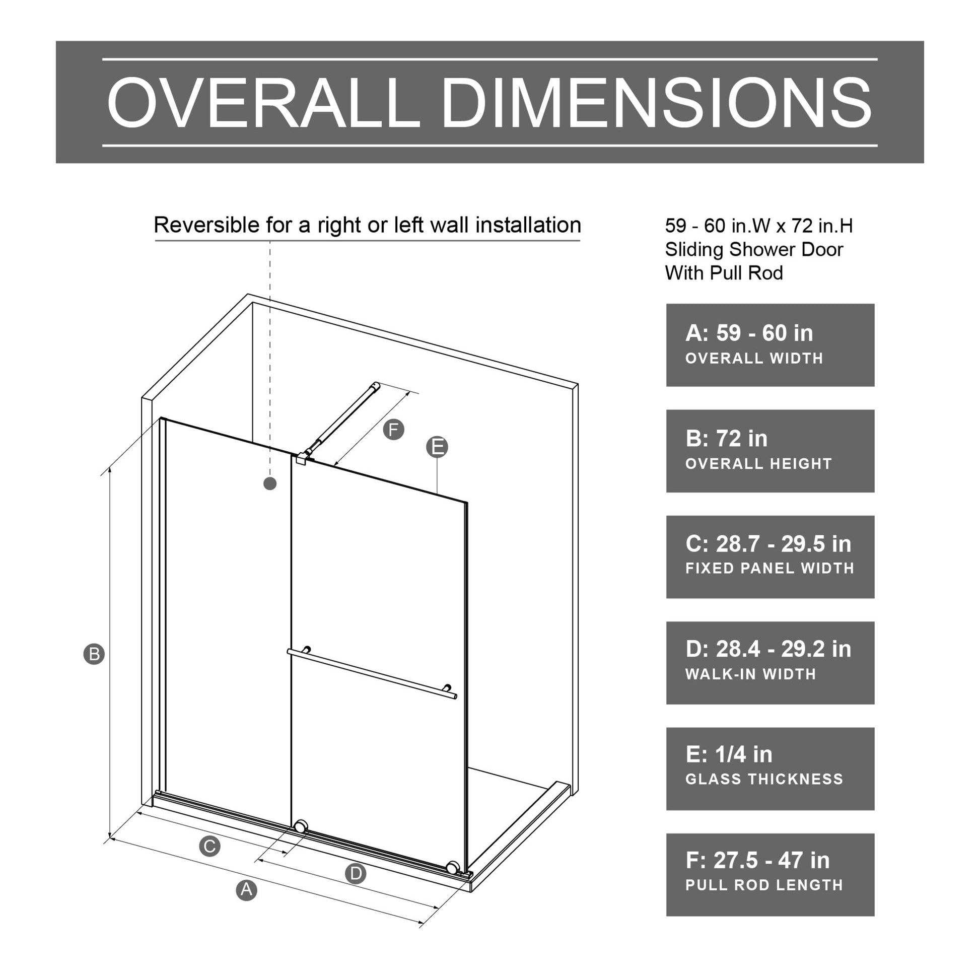 Guyou Glass Shower Door, Sliding Door Dual Usage - Chrome Daily Nest