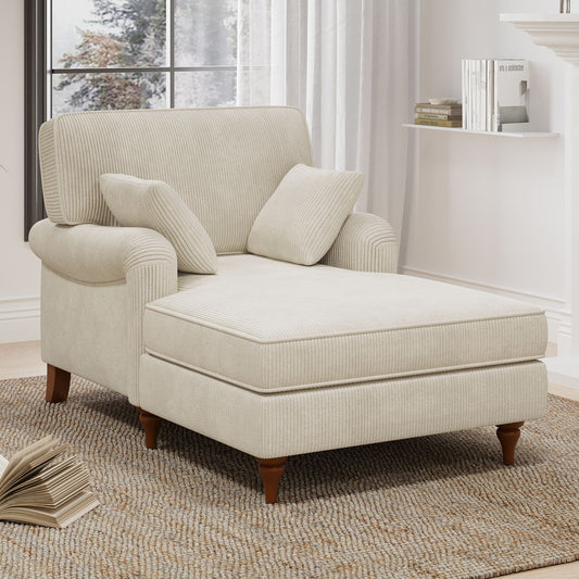 Oversized Chaise Lounger Modern Style Sofa Couch, With Pillows, Charge Station & Cup Holders