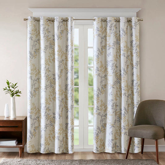 Julie - 95" Printed Botanical Blackout Panel - Yellow SunSmart