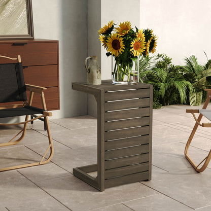 Aluminum Outdoor C - Shaped Side Table For Patio Noble House