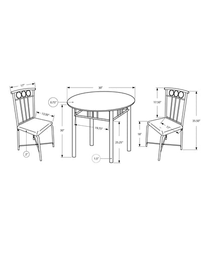 3 Pieces Dining Table Set, Small, Round, Contemporary & Modern 8th Street