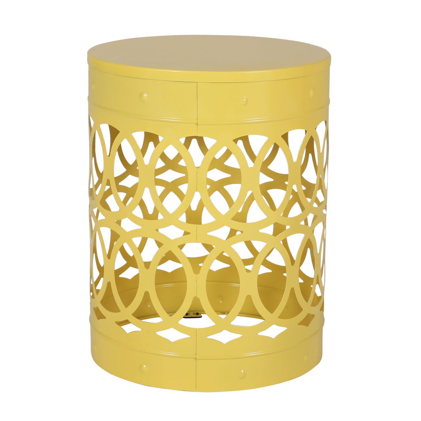 Outdoor Metal Large End Table, Modern Design Noble House