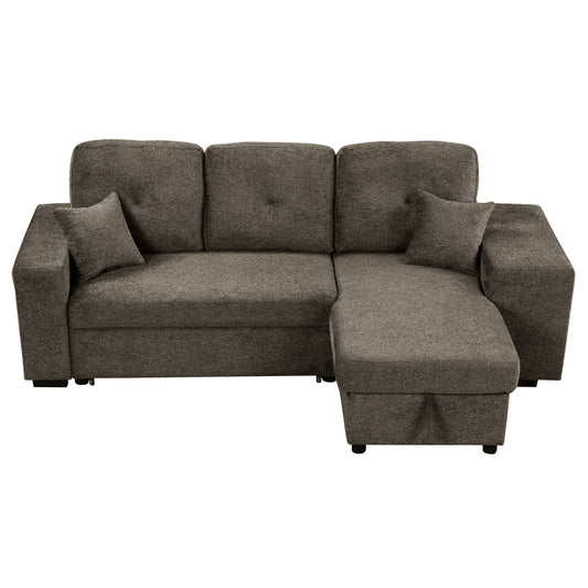 Reversible Sleeper Sectional Sofa Bed With Side Shelf And 2 Stools, Pull-Out L-Shaped Sofa Bed, Corner Sofa-Bed With Storage Chaise Left / Right Hande For Living Room Hearth and Haven