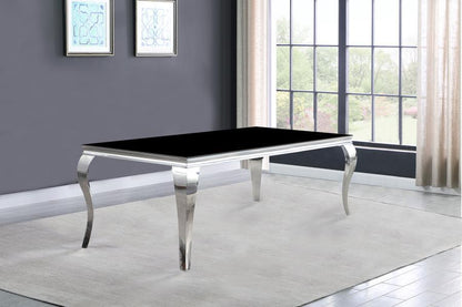 Carone - Rectangular Glass Top Dining Table CoasterEssence