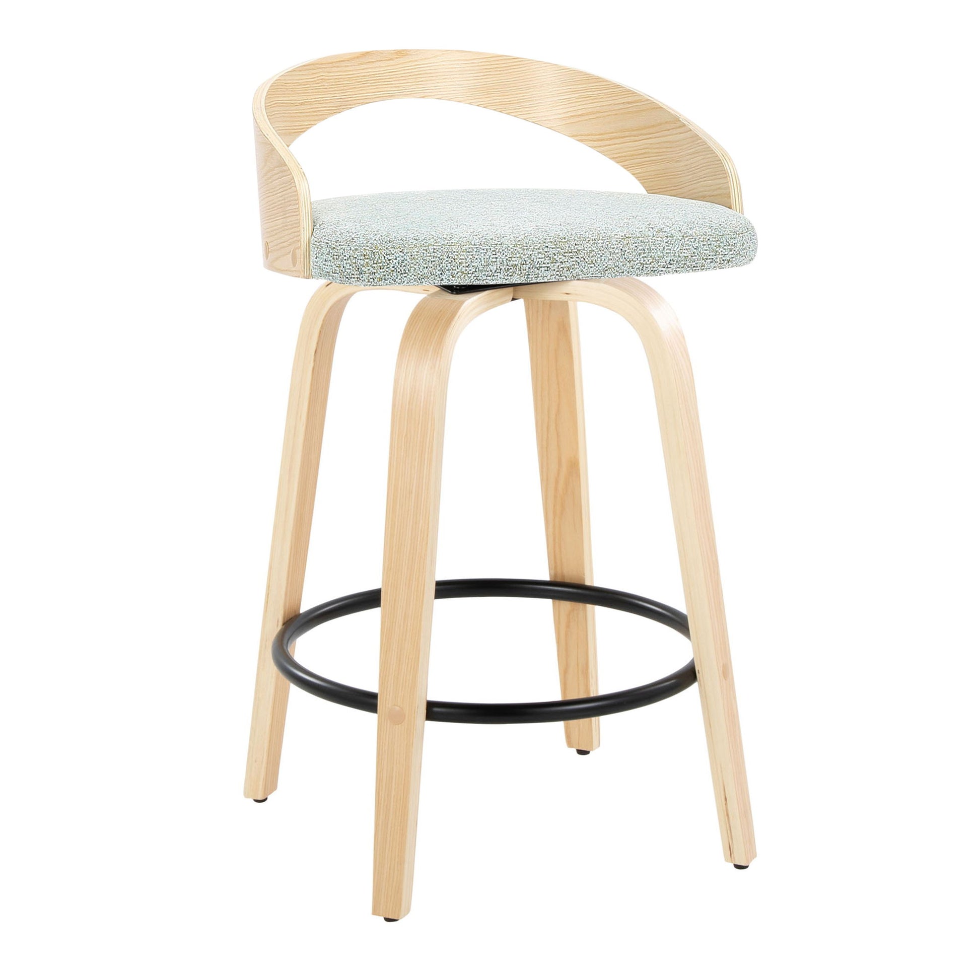 Grotto - Mid-Century Modern Fixed Height Counter Stool Swivel &h Round Footrest Lumi Source