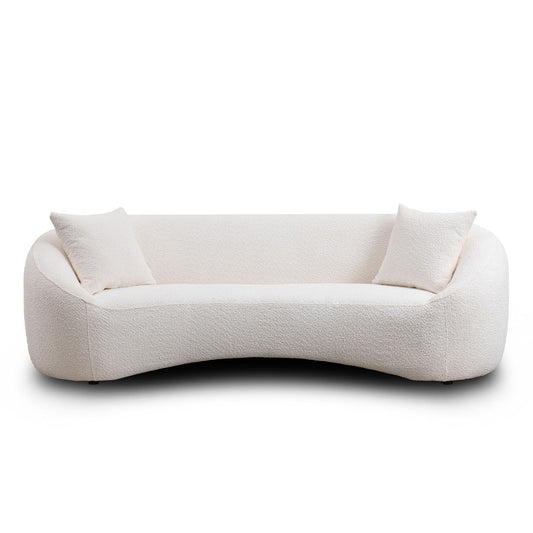 Curved 3 Seater Sofa For Living Room - White Home Essentials